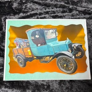 Vintage Blue Pickup Truck Art Print - Retro Automobile Illustration